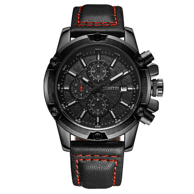 

OCHSTIN Fashion Military Style Luminous Quartz Men Watch Leather Big Dial Water-Proof Chrono Casual Wristwatch Box