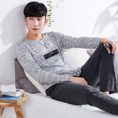 

Jingdong supermarket Pai Ban slave PBENO pajamas male cotton long sleeves 2017 spring new casual wear home clothing suit 70711035 gray L