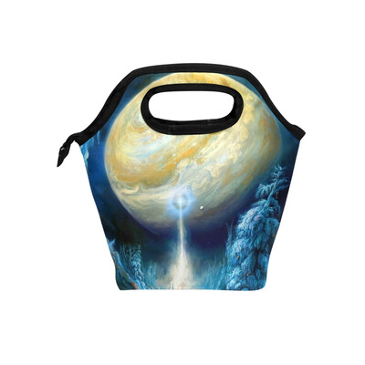 

Lunch Bag Glowing Planet Tote Travel Picnic Insulated Handbags Portable Zipper Lunch Bag Box