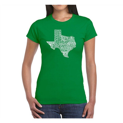 

Womens Word Art T-Shirt - The Great State of Texas- LA Pop Art