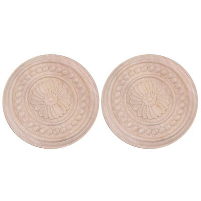 

UpperX 15cm Dia Round Wood Carved Unpainted Corner onlay Wall Decal Pattern Flower for Home Furniture Closet Door Cabinet Decor