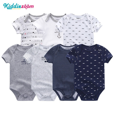 

7PCSLot Print Cartoon Baby Girls Clothes Bodysuits Clothing Sets Baby Boy Clothes Cotton Newborn Rompers Short Sleeve Babywear