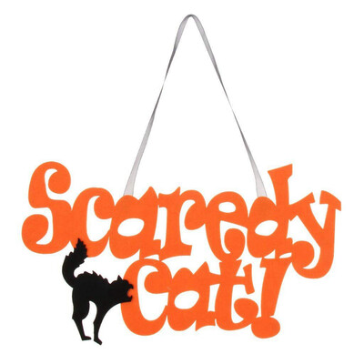 

UpperX Scaredy Cat Hanging Sign Polystyrene Pendant Halloween Home Yard Party Decoration