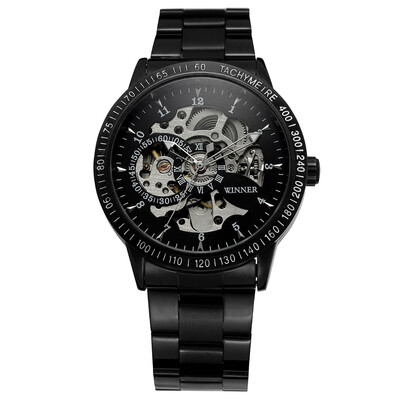 

Winner 8085 Men Fashion Automatic Mechanical Business Wrist Watch Luxury Fashion Military Watch Men Skeleton Dial Stainless Steel