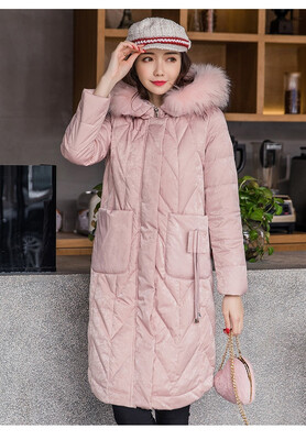 

Big fur collar down jacket womens long section autumn&winter thick hooded jacket