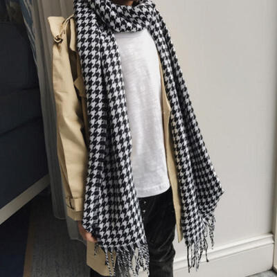 

Children Kid Girls Boys Grid Pattern Scarves Scarf Woolen Yarn Winter Warm Scarf