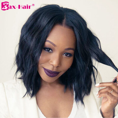 

Short Bob Lace Front Wig Natural Hairline Human Hair Wigs Virgin Natural Wave 130% Density Lace Wig For Black Women Zax Hair