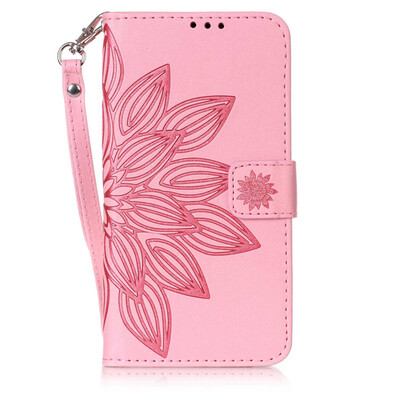 

Pink Flower Design PU Leather Flip Cover Wallet Card Holder Case for LG LS775