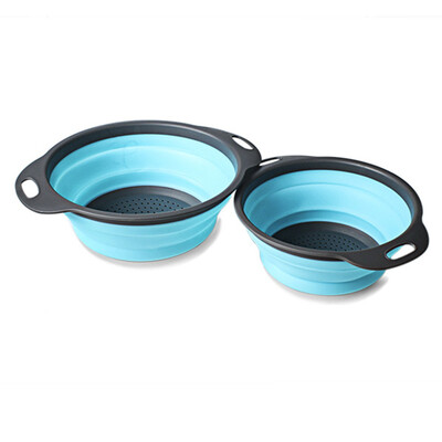 

UpperX Kitchen silicone cooking gadget folding drain basket blue