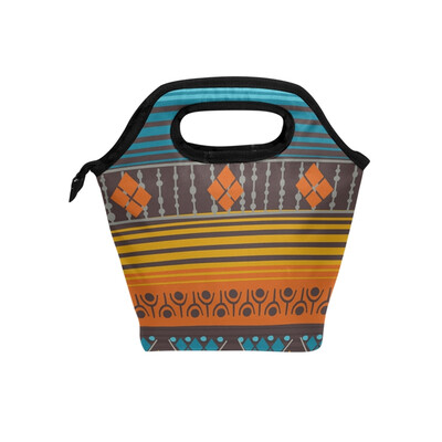 

Roman Style Pattern Lunch Bag Tote Travel Picnic Insulated Handbags Portable Zipper Lunch Bag Box