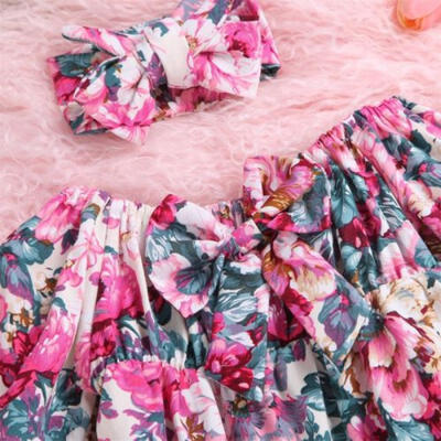 

Newborn Toddler Baby Girl Clothes Romper Bodysuit Headband Sunsuit Outfits Set