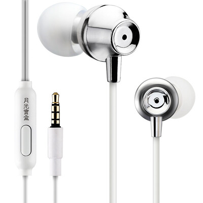 

Moonlight Box Y1 Universal Stereo Ear Earphone Subwoofer Music Game Headset Compatible Cell Phone Tablet Earphone With Mike Sport Running Wire Silver