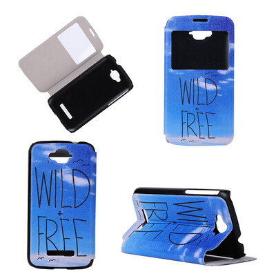 

Wild Free Design PU Leather Flip Cover Wallet Card Holder Case for Alcatel One Touch Pop C7