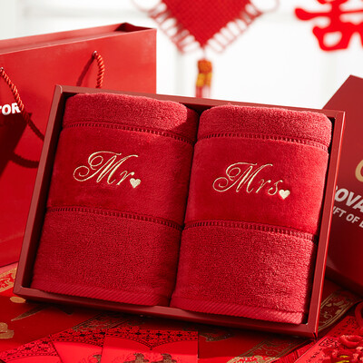 

Covator towel gift box wedding gift wedding red hi word low twist yarn cotton towel gift box towel 2 gift box including handbag deep red Mr Mrs