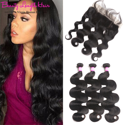 

Malaysian Body Wave With Frontal Closure 13x4 Ear To Ear Lace Frontal Closure With Bundles Human Hair Weave 3 Bundles