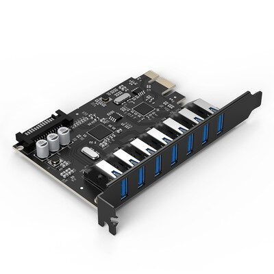

YottaMaster C3 USB3.0 7-портовая высокоскоростная плата расширения настольная компьютерная материнская плата PCI-E интерфейс 15PIN интерфейс блок питания черный