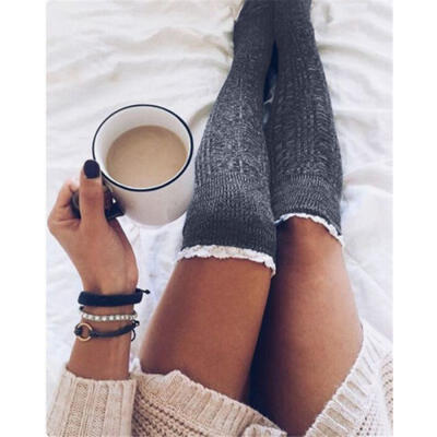 

Cotton Soft Long Socks Winter Warm Women Knit Crochet Socks Thigh-High Leggings