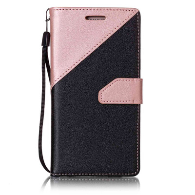 

Black + rose gold Design PU Leather Wallet Case Classic Flip Cover with Stand Function and Credit Card Slot for SAMSUNG Galaxy J5