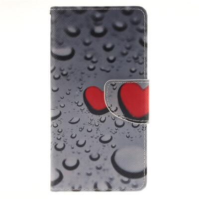 

Heart-shaped waterdrop Design PU Leather Flip Cover Wallet Card Holder Case for Sony Xperia M5