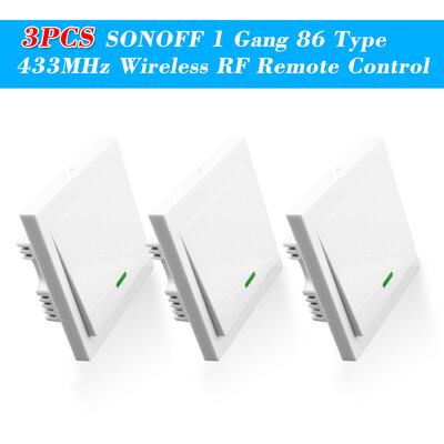 

5PCS eWeLink Push Button Wall Light Switch Remote Controller 3 Gang 86 Type ONOff Switch Panel 433MHz Wireless RF Remote Control