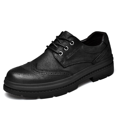 

Mens Shoes Casual Leather Walking Shoes Fashion Breathable Shoes For Men Genuine Leather Lace Up Shoes Black Grey Size 38-44