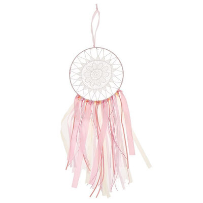 

UpperX Bohemia Pink Ribbon Lace Dream Catcher Home Wall Hanging Decor PinkWhite