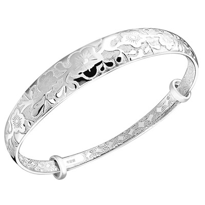 

Hundred Years Bao Cheng Mei Fu Fu Fu silver bracelet girl to send her mother in the old plum pull pull adjustable silver bracelet Mother's Day gift