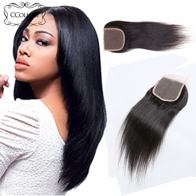 

Brazillian Silky Straight Hair Closure Бразильское кружевное закрытие Прямое закручивание кружева CCOLlege Hair Products 100% huamn hair