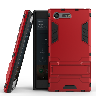 

Красный Slim Robot Armor Kickstand Ударопрочный жесткий корпус из прочной резины для SONY Xperia X Compact
