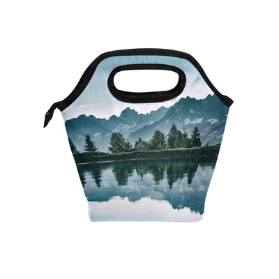 

Lunch Bag Beautiful Reflection Tote Travel Picnic Insulated Handbags Portable Zipper Lunch Bag Box