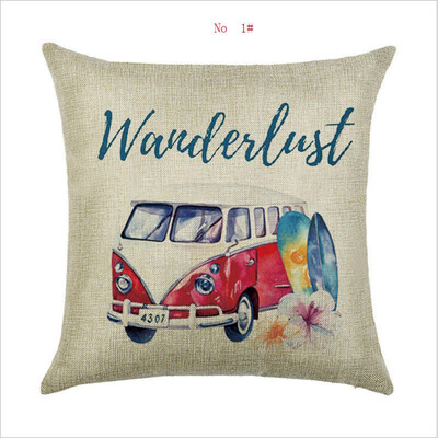 

45cm45cm A retro bus linencotton throw pillow covers couch cushion cover home decorative pillows