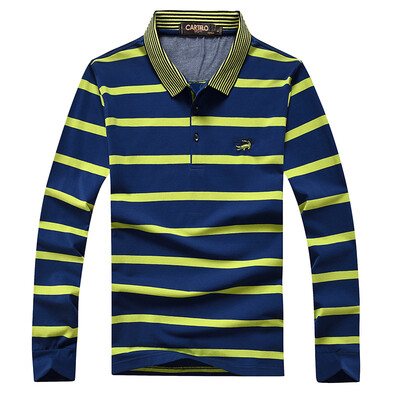 

CARTELO Men's T Shirt Long Sleeve Stripe Turn Down Neck Shirt