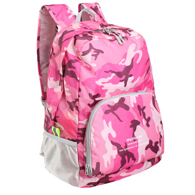 

WELLHOUSE backpack folding men&women shoulder bag outdoor skin bag spare bag waterproof light red rose