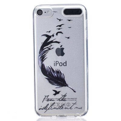 

Black feathers Pattern Soft Thin TPU Rubber Silicone Gel Case Cover for iPod Touch 5