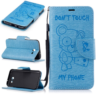 

Light blue Bear Style Embossing Classic Flip Cover with Stand Function and Credit Card Slot for SAMSUNG GALAXY J3 2017/J327