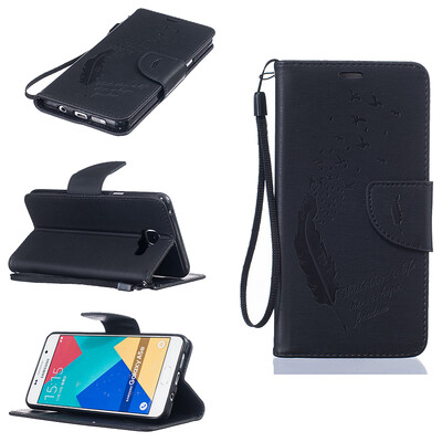 

Black Feathers and birds Style Embossing Classic Flip Cover with Stand Function and Credit Card Slot for SAMSUNG GALAXY A3 2016/A310