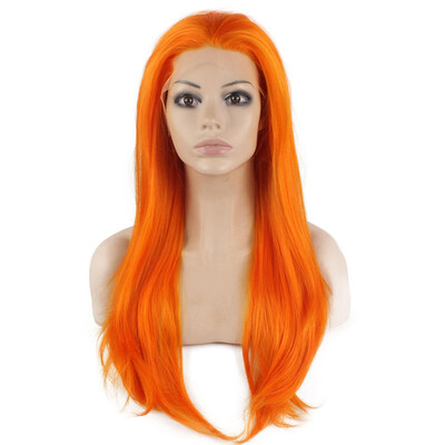 

Iwona Synthetic Hair Lace Front Long Stright Orange Wig