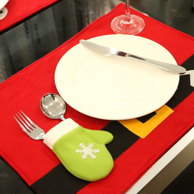 

MyMei New Hot Christmas Placemats Fabric Non Woven Costume Santa Mat Mat Bar Accessories Kitchen Utensils Runner Mats Cutlery Hold