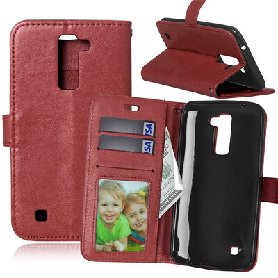 

Brown Style Classic Flip Cover with Stand Function and Credit Card Slot for LG K10