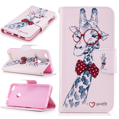 

Giraffe Design PU Leather Flip Cover Wallet Card Holder Case for HUAWEI P8 Lite 2017