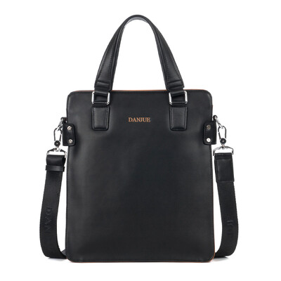 

DANJUE (DANJUE) cowhide leisure fashion men's business vertical hand portable Messenger bag 8302-2 black