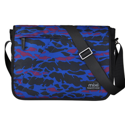 

Mi Xi single shoulder bag male sports leisure Messenger bag men fashion multi-functional cover double buckle men's messenger bag bag male wave cloth bag blue 12 inch M5177