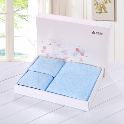 

Tuqiang towel home textiles cotton plain square towel towel towel three sets of gift boxed blue