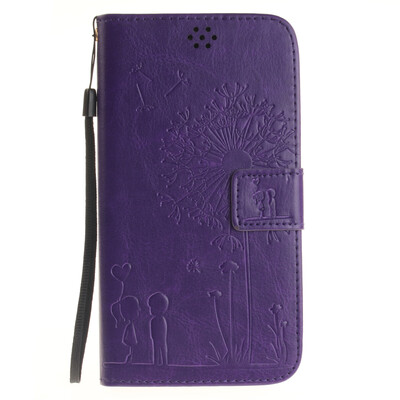 

Purple Lovers and Dandelion Style Embossing Classic Flip Cover with Stand Function and Credit Card Slot for Asus Zenfone 2 ZE551ML
