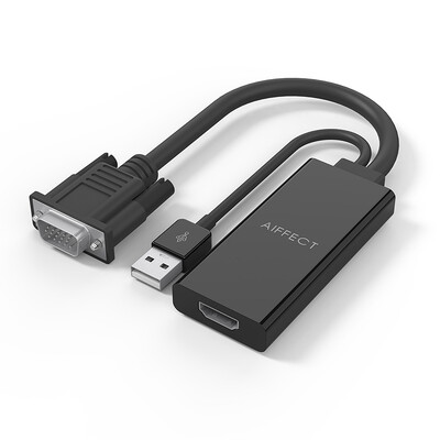 

艾菲克AIFFECTCVHE1-BR05 VGA转HDMI转换器 带音频供电口 VGA to HDMI转换线 笔记本连接电视显示器 黑