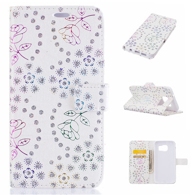 

White Peacock pattern Embossed PU Leather Wallet Case Classic Flip Cover with Stand Function and Credit Card Slot for SAMSUNG GALAXY S7 Edge