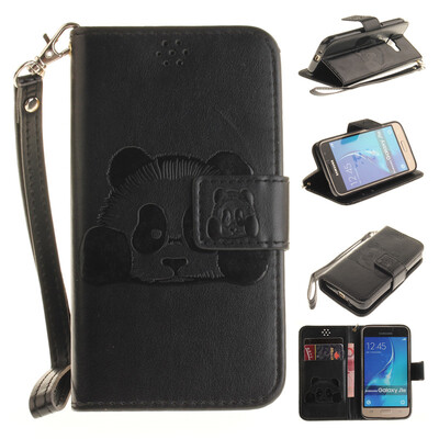 

Black Panda Style Embossing Classic Flip Cover with Stand Function and Credit Card Slot for SAMSUNG GALAXY J1 2016/J120