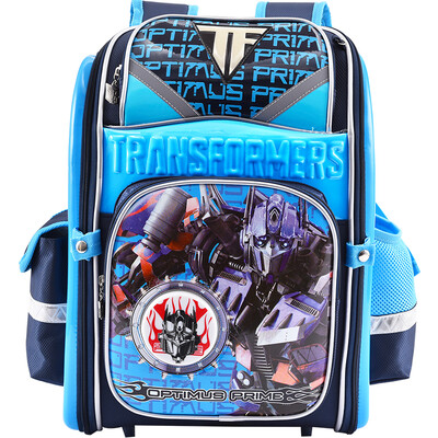 

Трансформаторы (The Transformers) ученики начальной школы сумка школьная сумка EVA сокращение пространства портфеля руля пакет Optimus Prime мультфильм сумка ZD161256-B синий
