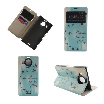 

Flying Birds Sky Design PU Leather Flip Cover Wallet Card Holder Case for Microsoft Lumia 950 XL