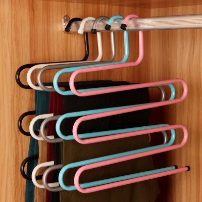 

OURUNZE S-shape stainless steel clothes hanger 5 color 5 loaded